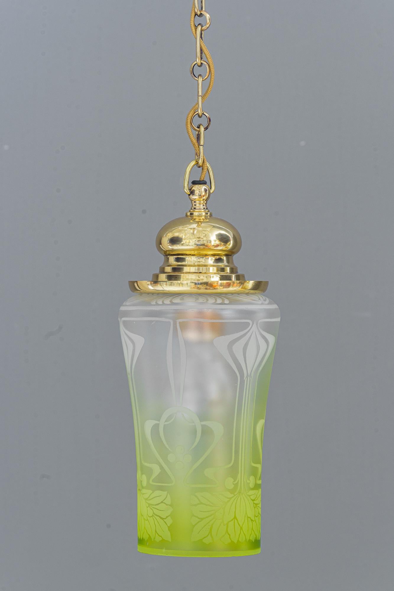 Austrian Art Deco pendant with original antique glass vienna around 1920s For Sale