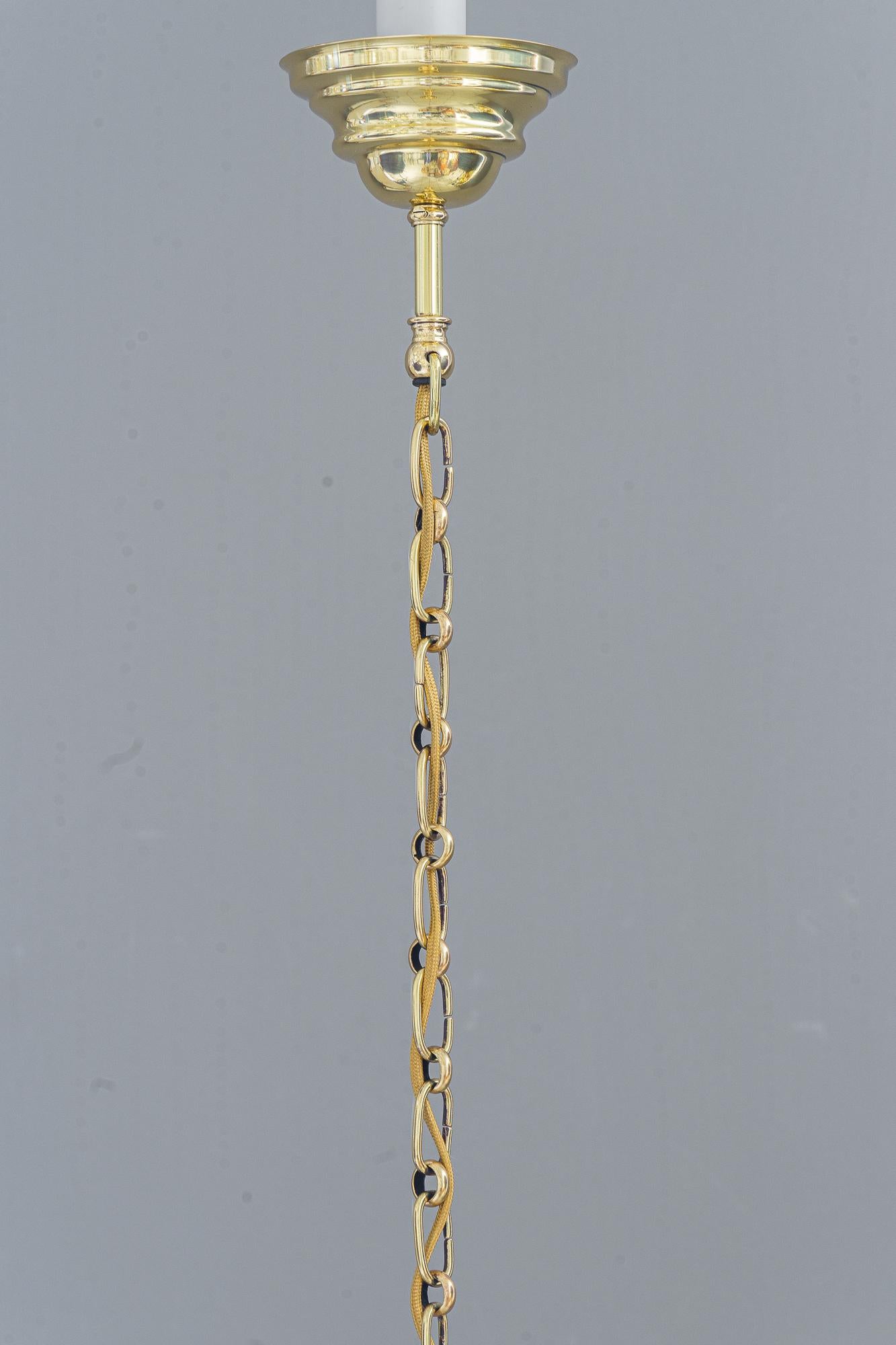 Lacquered Art Deco pendant with original antique glass vienna around 1920s For Sale