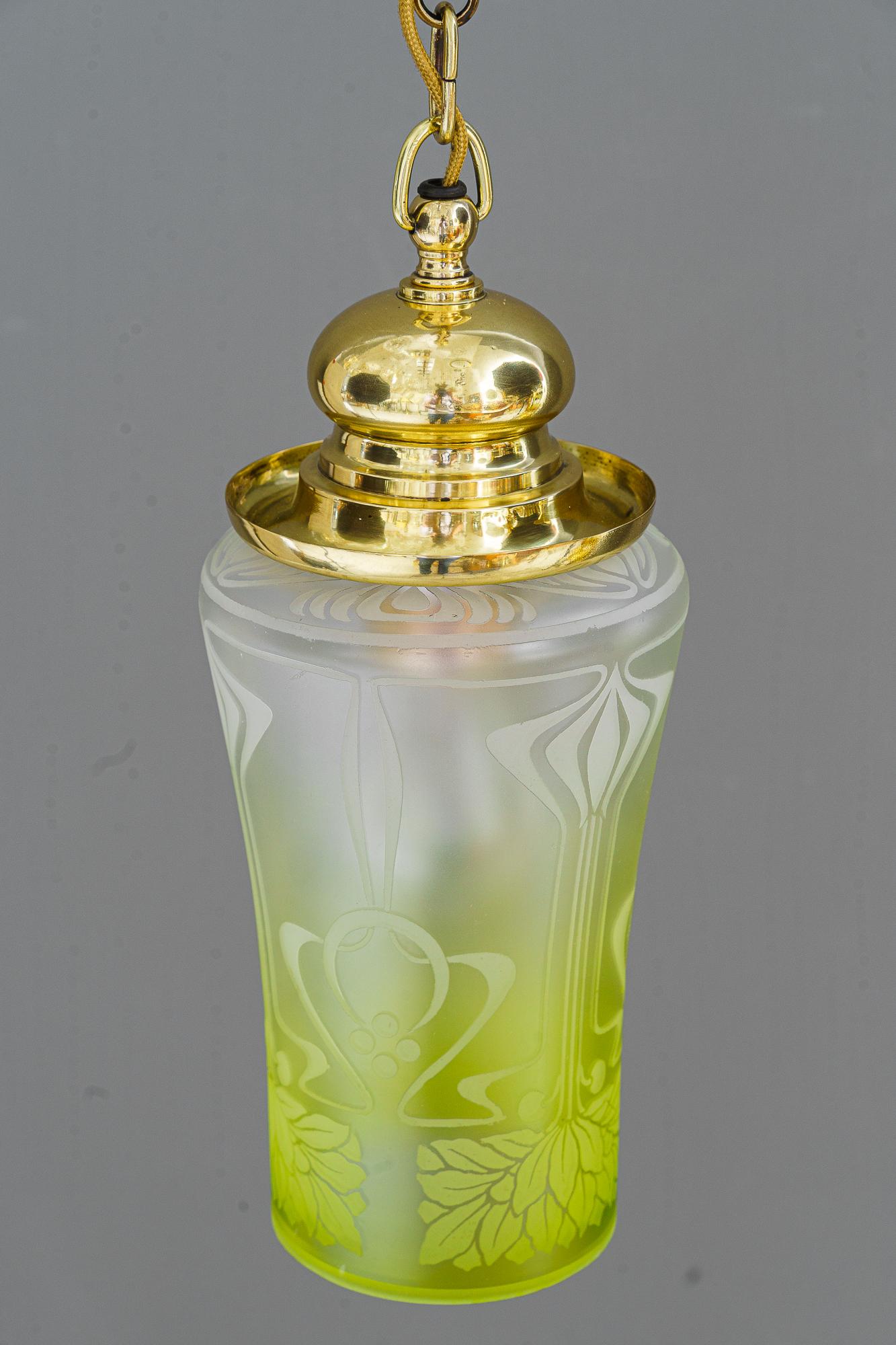 Art Deco pendant with original antique glass vienna around 1920s In Good Condition For Sale In Wien, AT