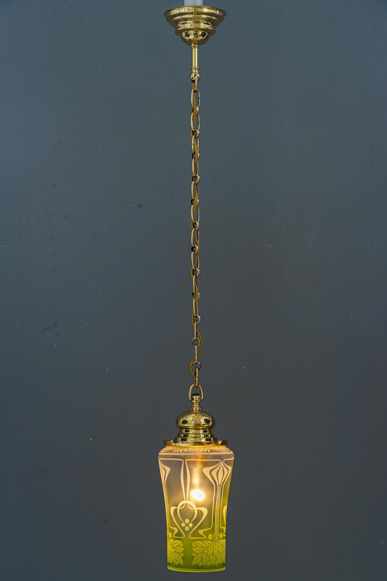 Art Deco pendant with original antique glass vienna around 1920s For Sale 2