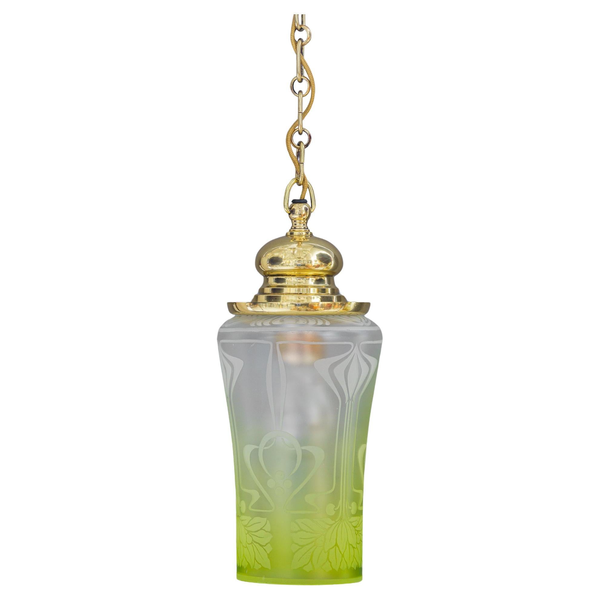 Art Deco pendant with original antique glass vienna around 1920s For Sale