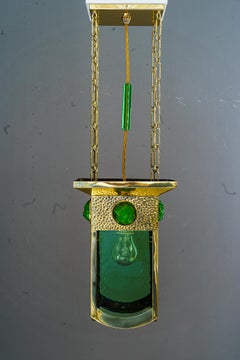 Colgante Art Déco con cristales antiguos originales y piedras opalinas antiguas originales