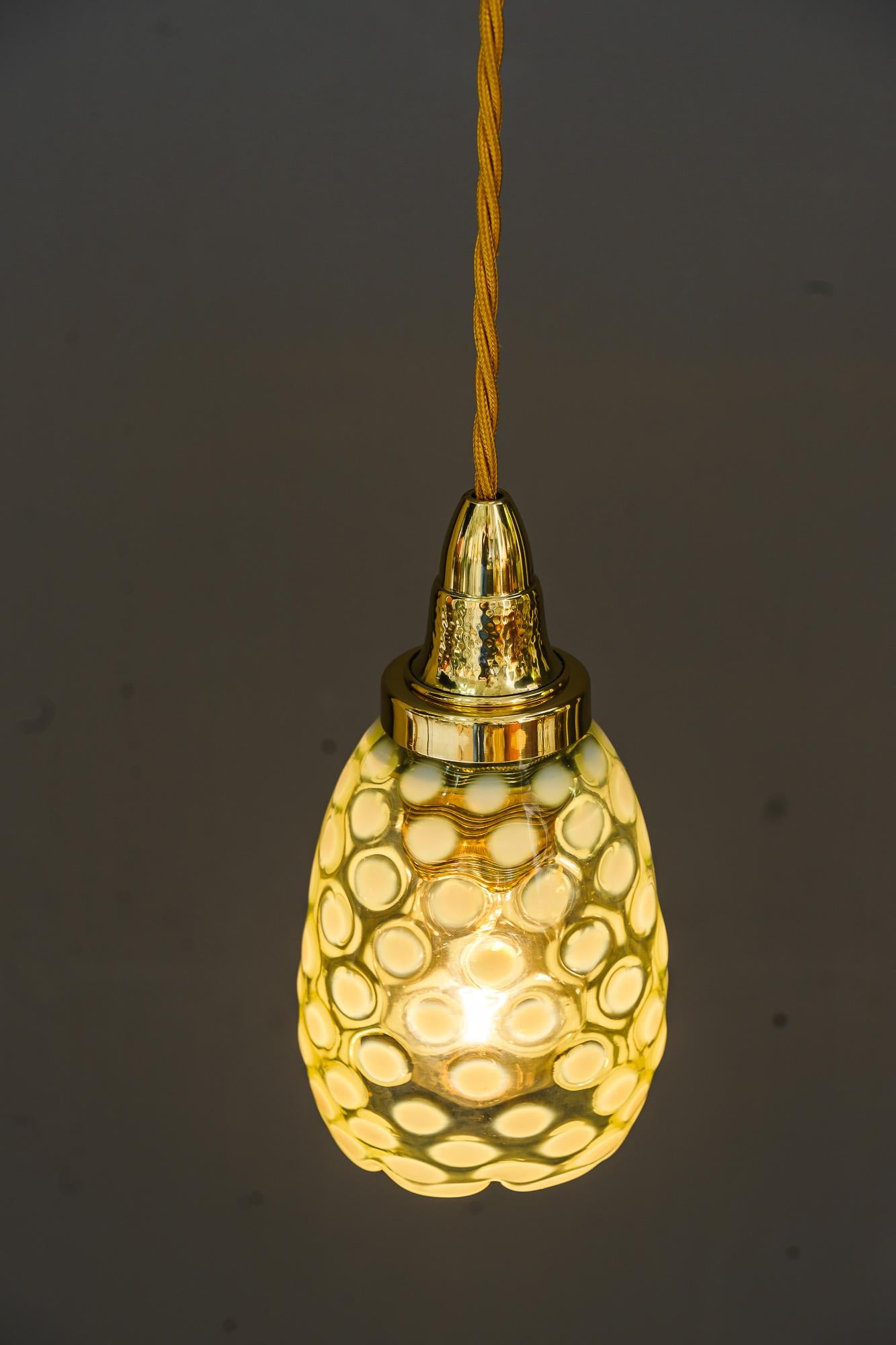 Art deco pendant with original antique opaline glass shade vienna around 1920s For Sale 3