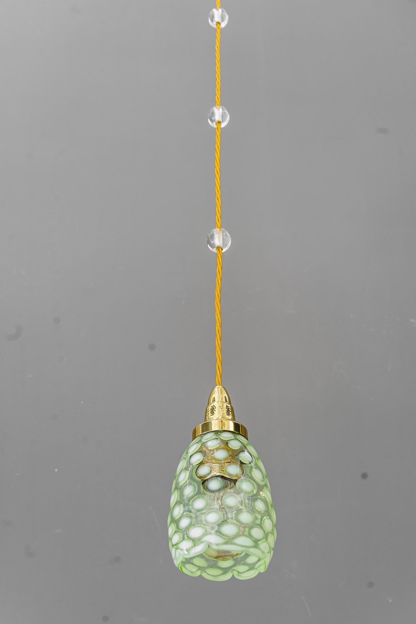 Austrian Art deco pendant with original antique opaline glass shade vienna around 1920s For Sale