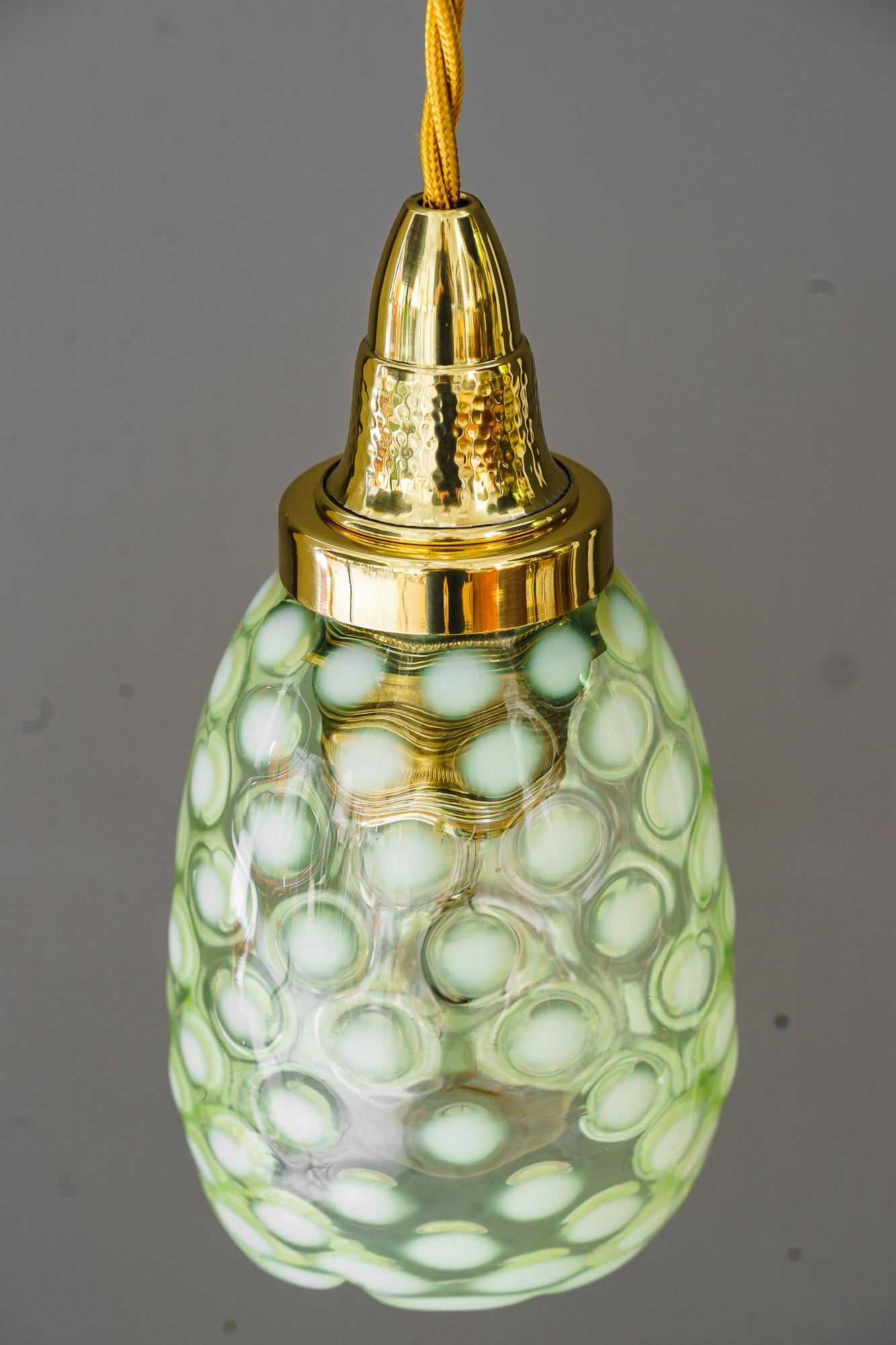 Art deco pendant with original antique opaline glass shade vienna around 1920s In Good Condition For Sale In Wien, AT