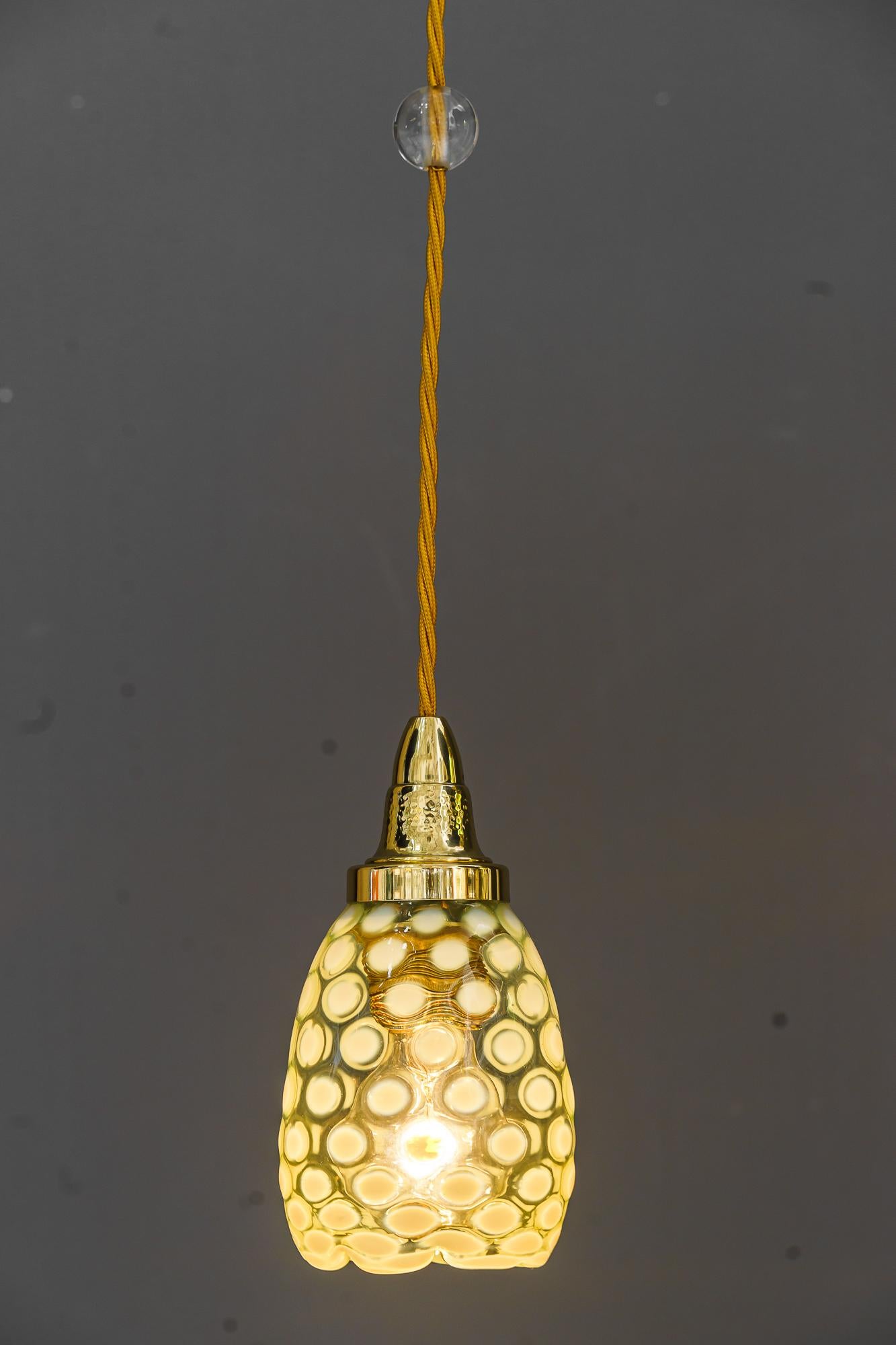 Art deco pendant with original antique opaline glass shade vienna around 1920s For Sale 1