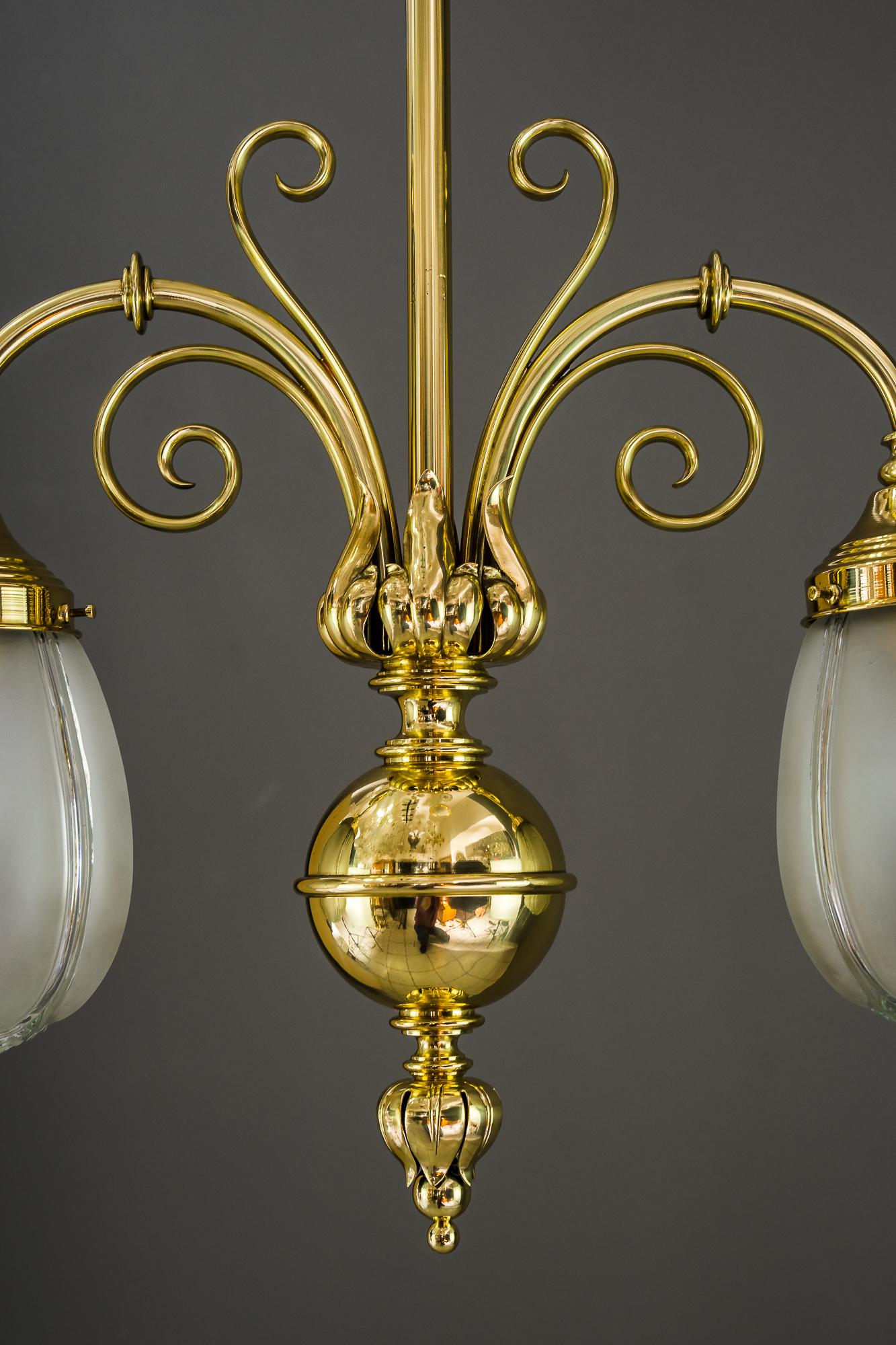Art Deco Pendant with Original Glass Shades, Vienna, around 1920s For Sale 1