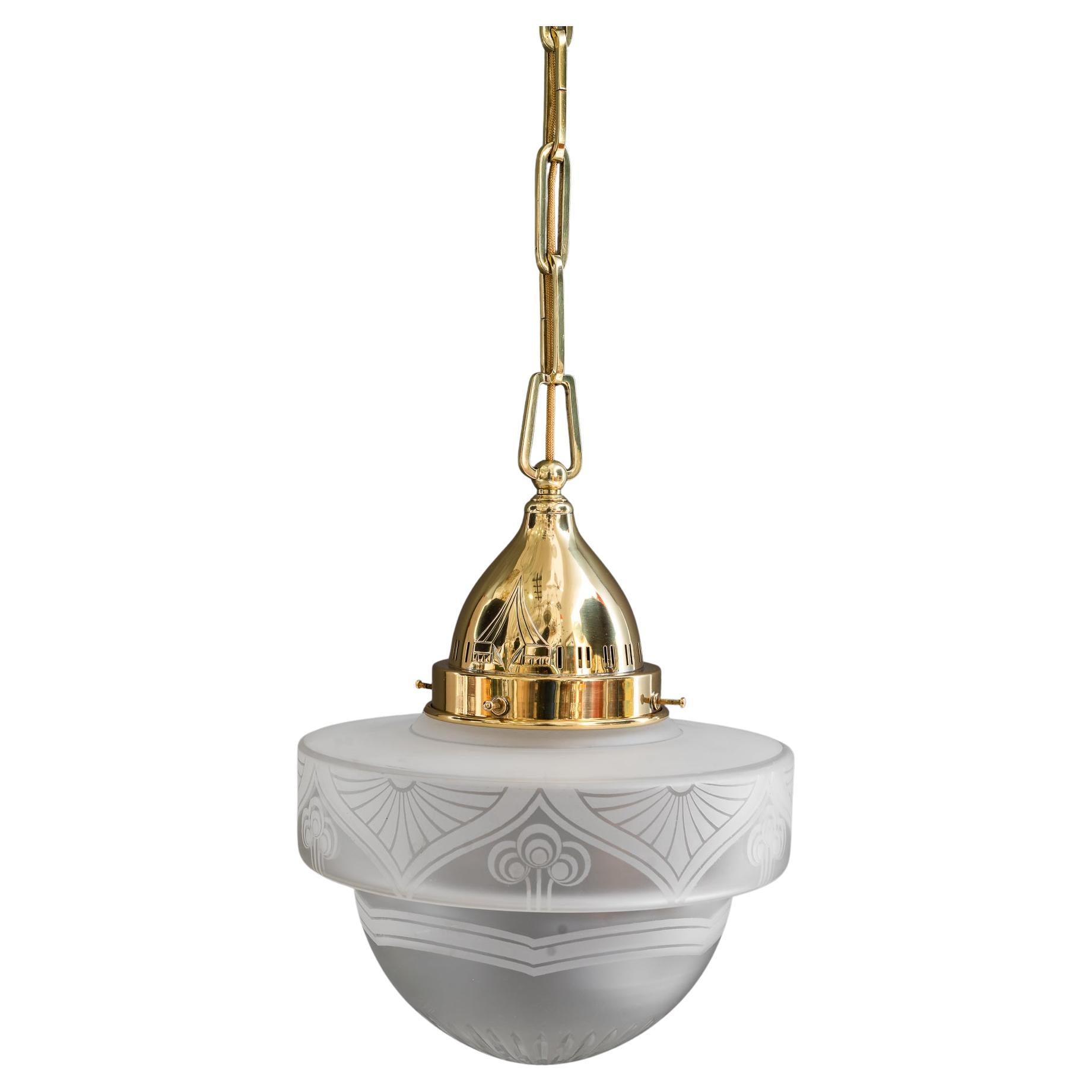 Art Deco pendant with original glass vienna around 1920s