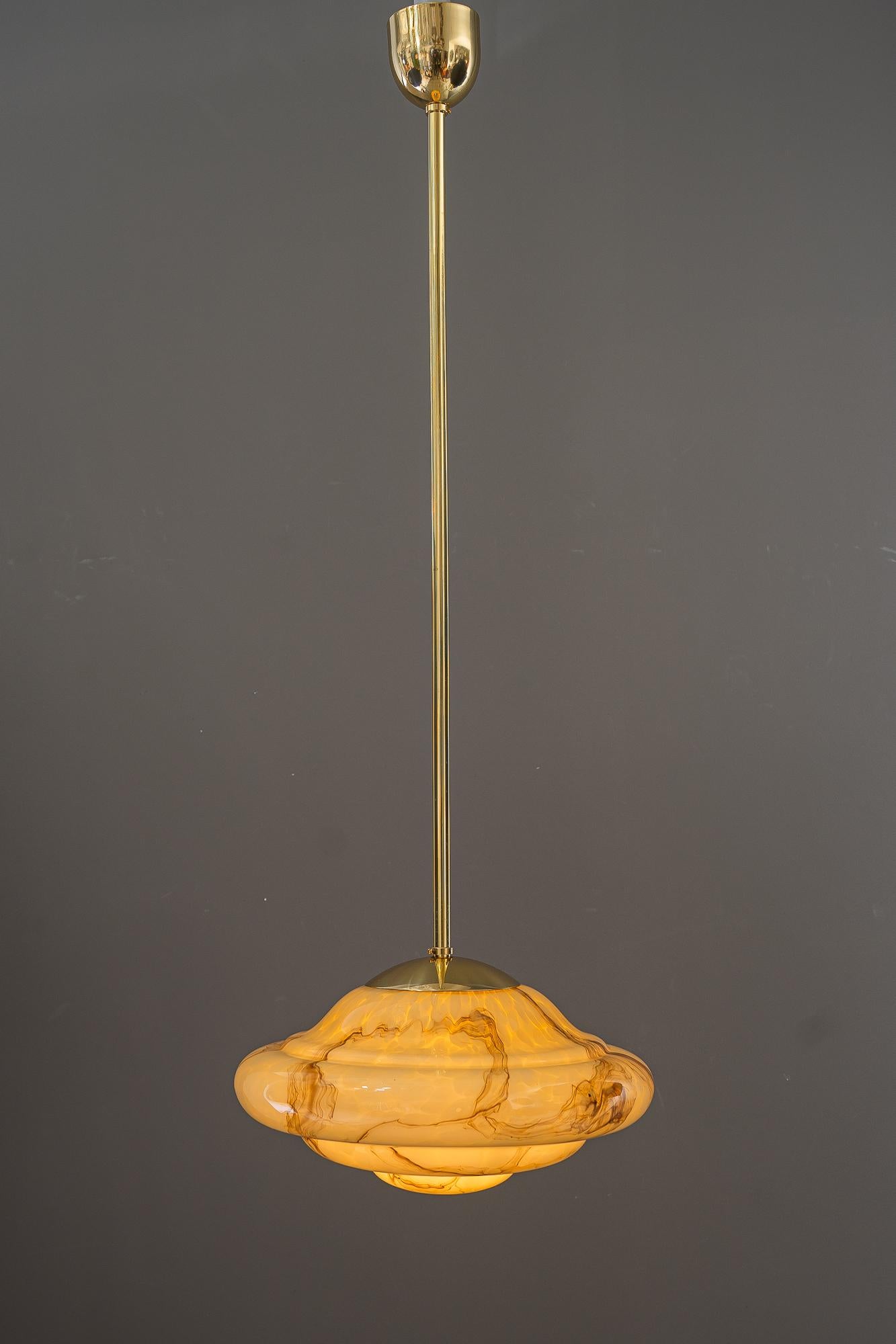 Art Deco pendant with original marbled glass vienna around 1930s 3