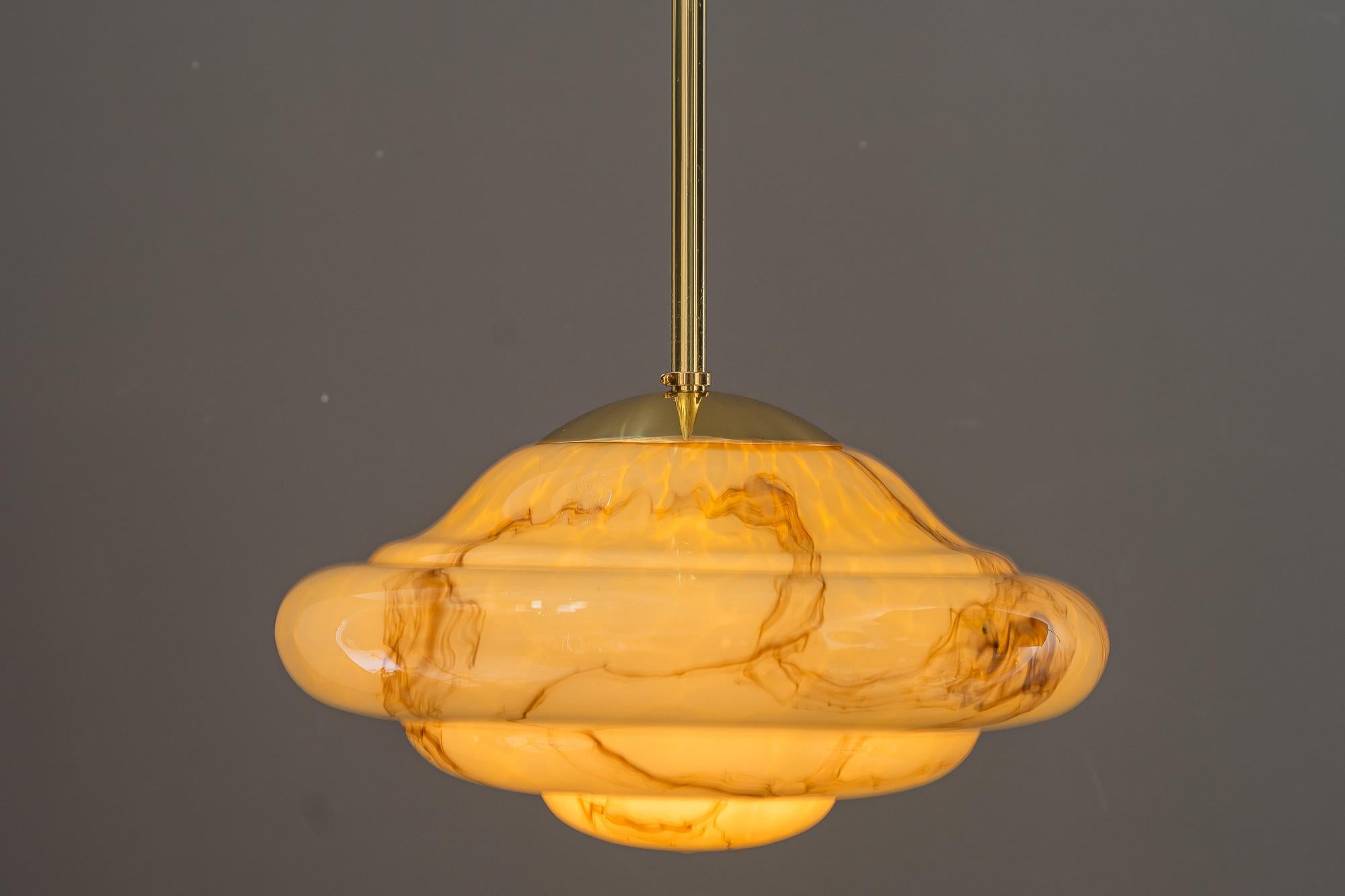 Art Deco pendant with original marbled glass vienna around 1930s 4