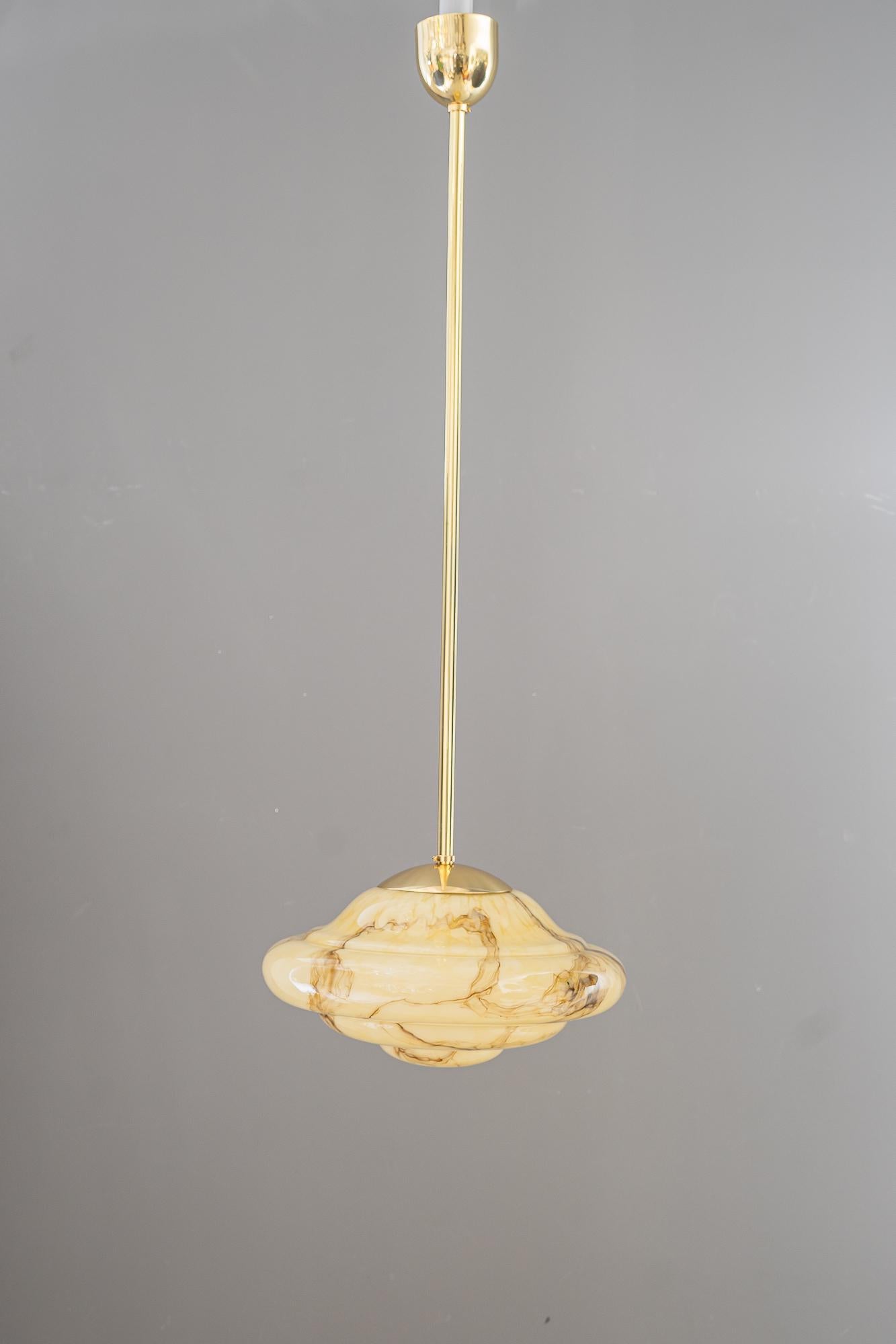 Austrian Art Deco pendant with original marbled glass vienna around 1930s