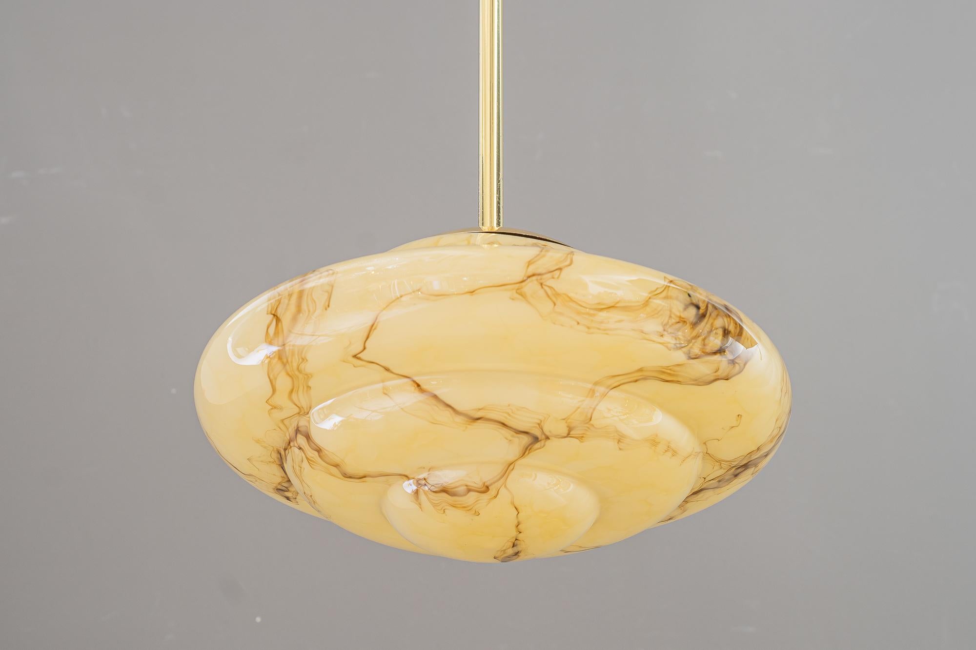 Art Deco pendant with original marbled glass vienna around 1930s In Good Condition In Wien, AT