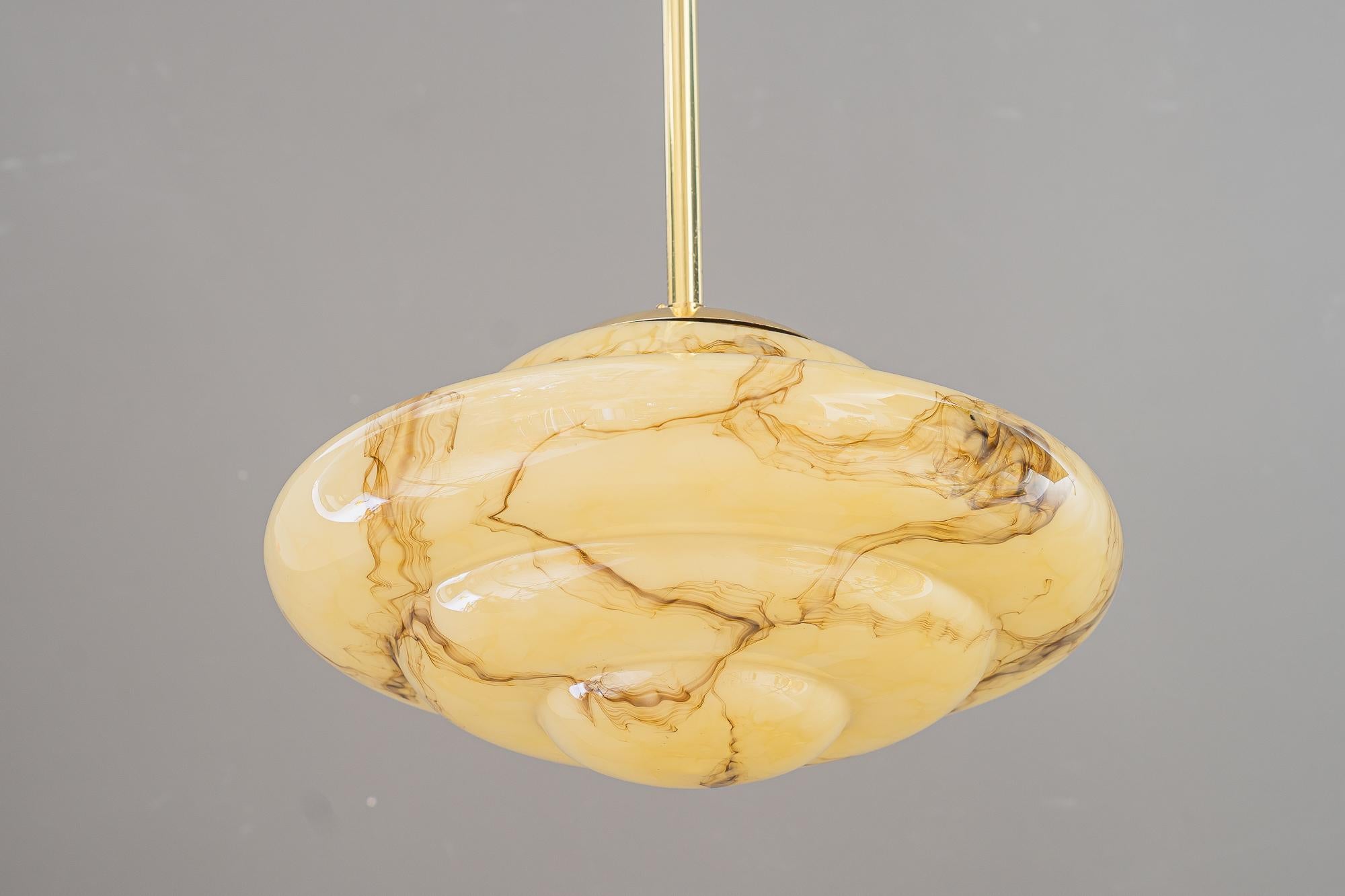 Mid-20th Century Art Deco pendant with original marbled glass vienna around 1930s