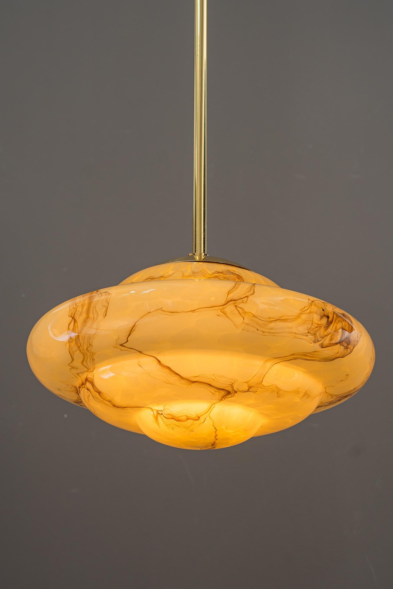 Art Deco pendant with original marbled glass vienna around 1930s 2