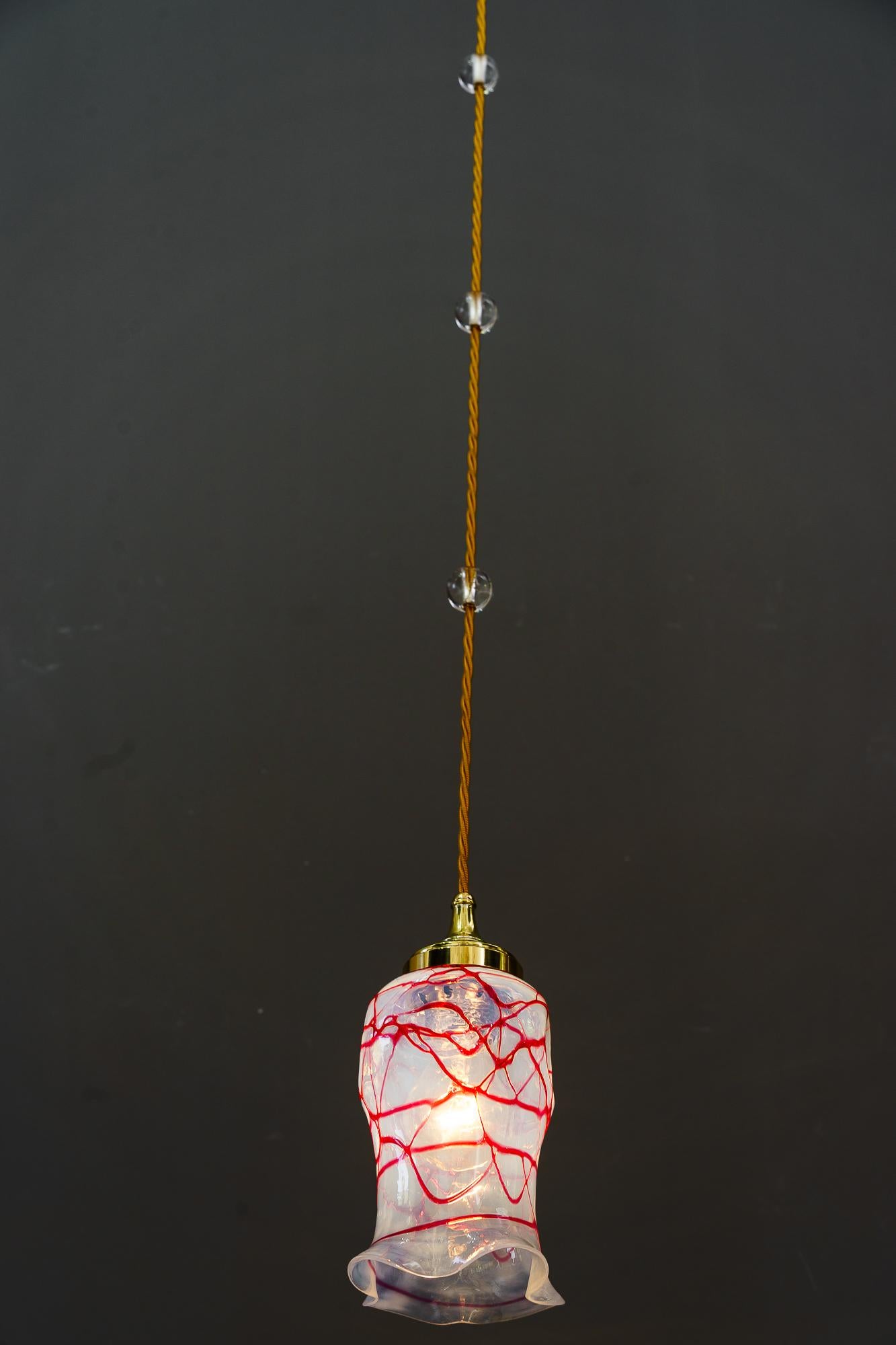 Art deco pendant with original palme koenig opaline glass shade around 1920s For Sale 6