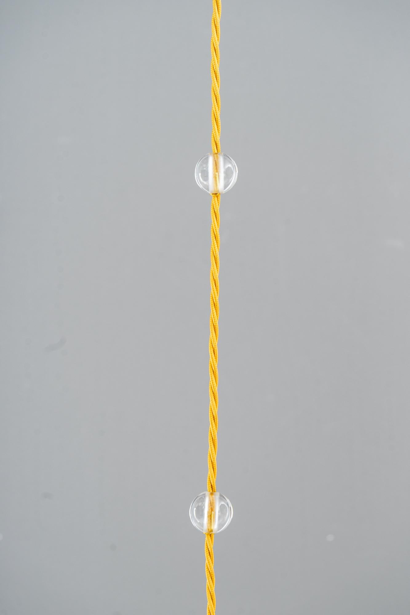 Austrian Art deco pendant with original palme koenig opaline glass shade around 1920s For Sale