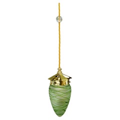 Art Deco Pendant with palme koenig glass shade vienna 1920s