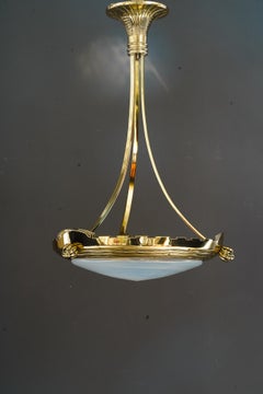 Art Deco pendant with palme koenig opaline glass shade vienna around 1920s