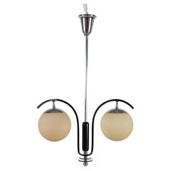 Art Deco Pendant with Two Ball Shaped Shades Fog & Mørup/Lyfa Denmark 1930s