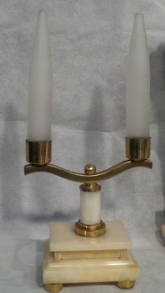 Art Deco Pendulum Clock Garniture and Side Lights circa 1930 Working Guaranteed