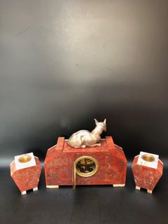 Art Deco Pendulum in Marble Marquetry