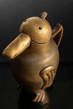 Art Deco “Penguin” Brass Pitcher, France, 1930s