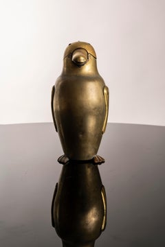 Art Deco “Penguin” Brass Pitcher, France, 1930s