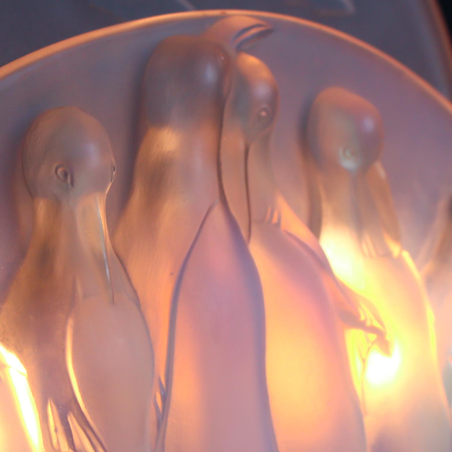 Art Deco Penguin Lamp by Costebelle Frosted Opalescent Glass, French, circa 1930 7