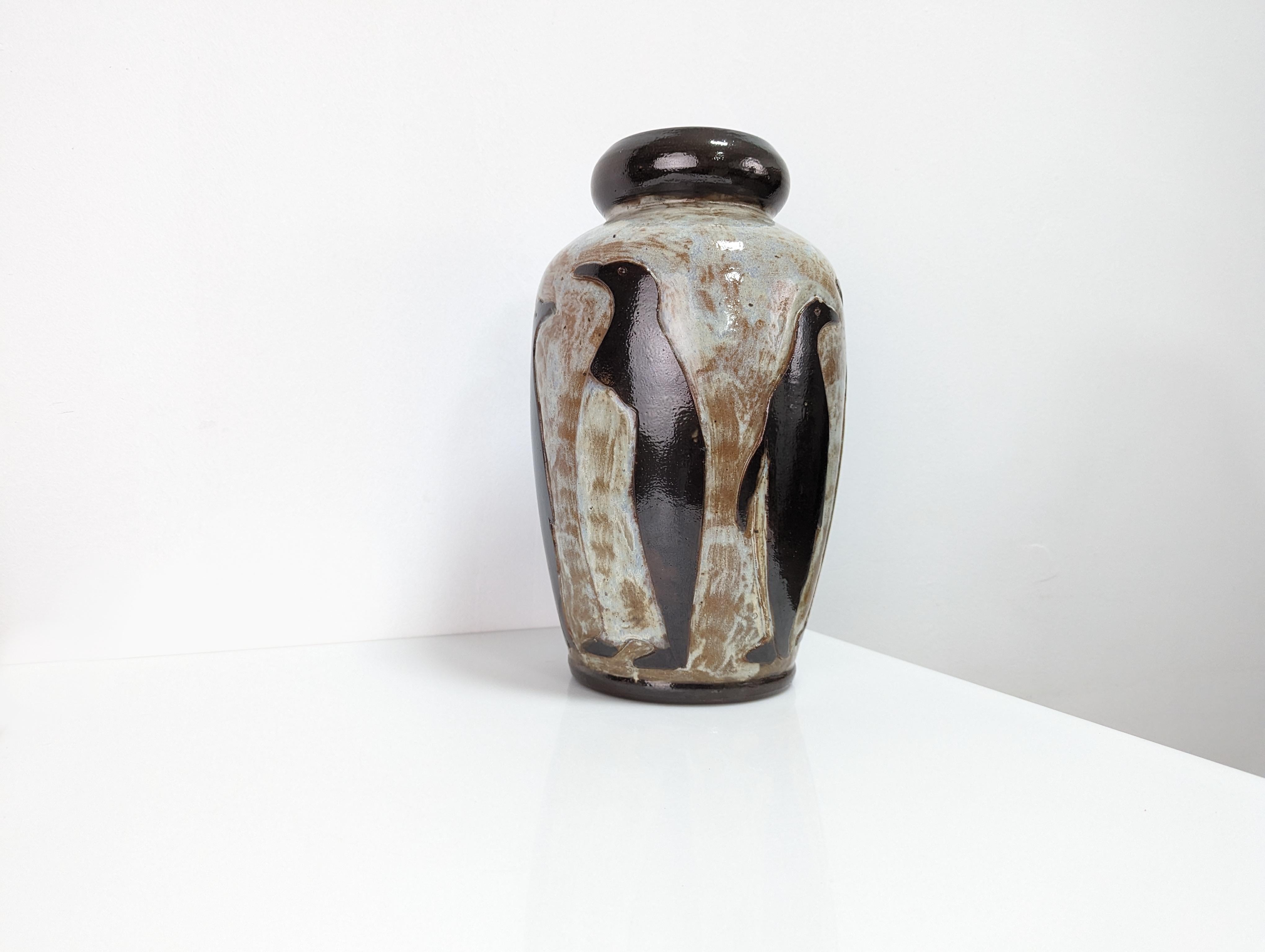 Mid-20th Century Art Deco Penguin Vase by Roger Guerin for Armogres, Belgium 1930s