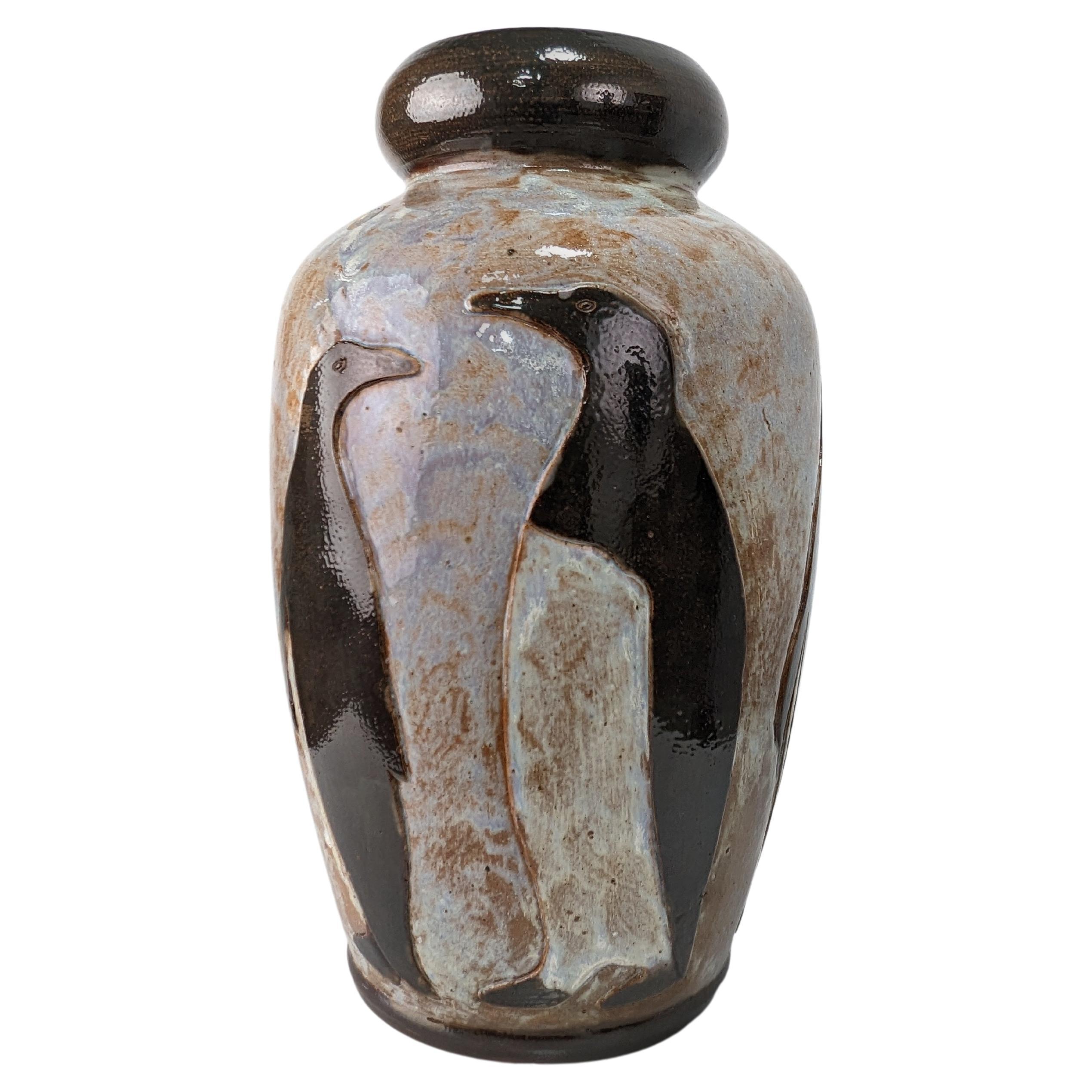 Art Deco Penguin Vase by Roger Guerin for Armogres, Belgium 1930s For Sale