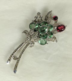 Art Deco Pennino Peridot and Ruby Paste Spray