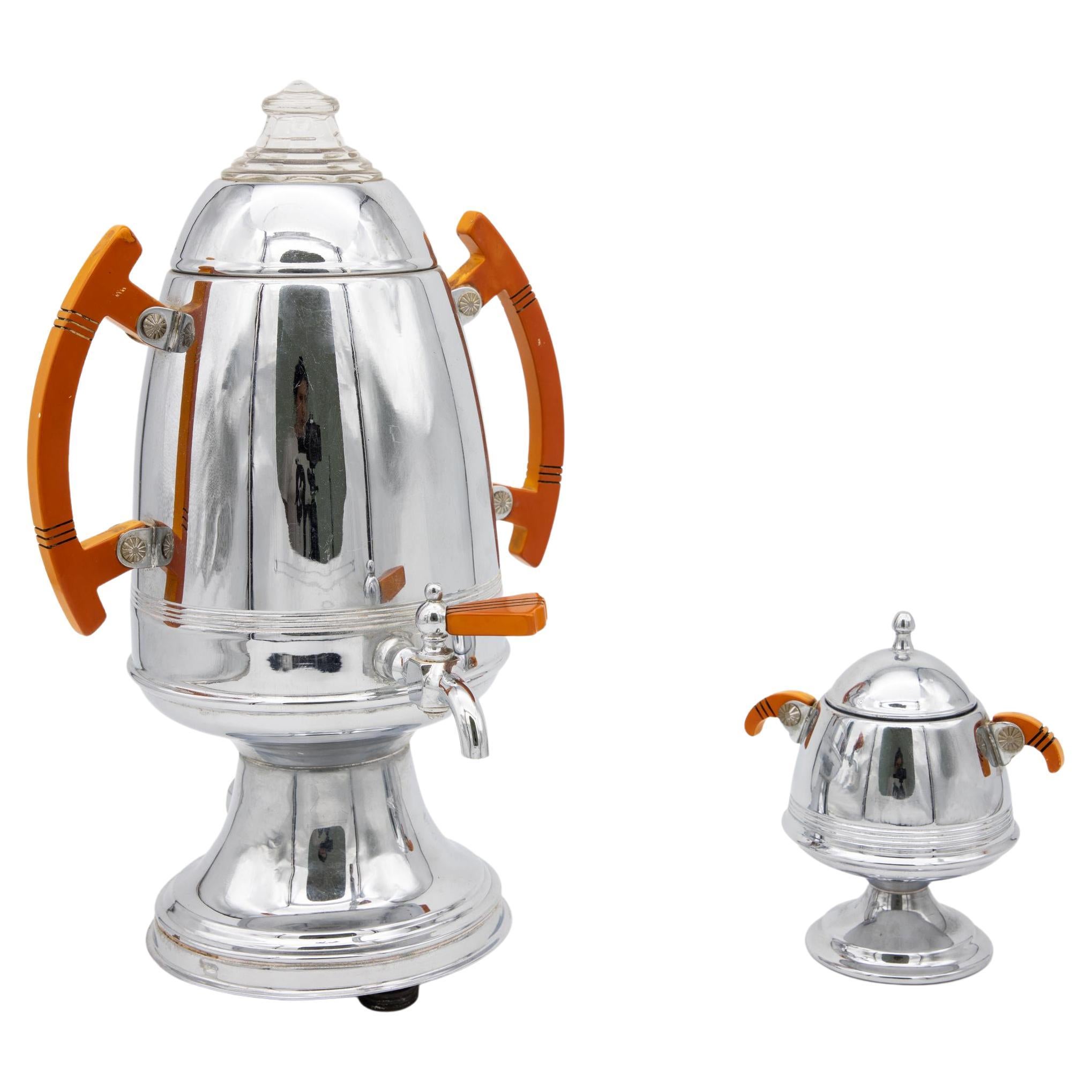 Art Deco Percolator and Sugar Bowl For Sale