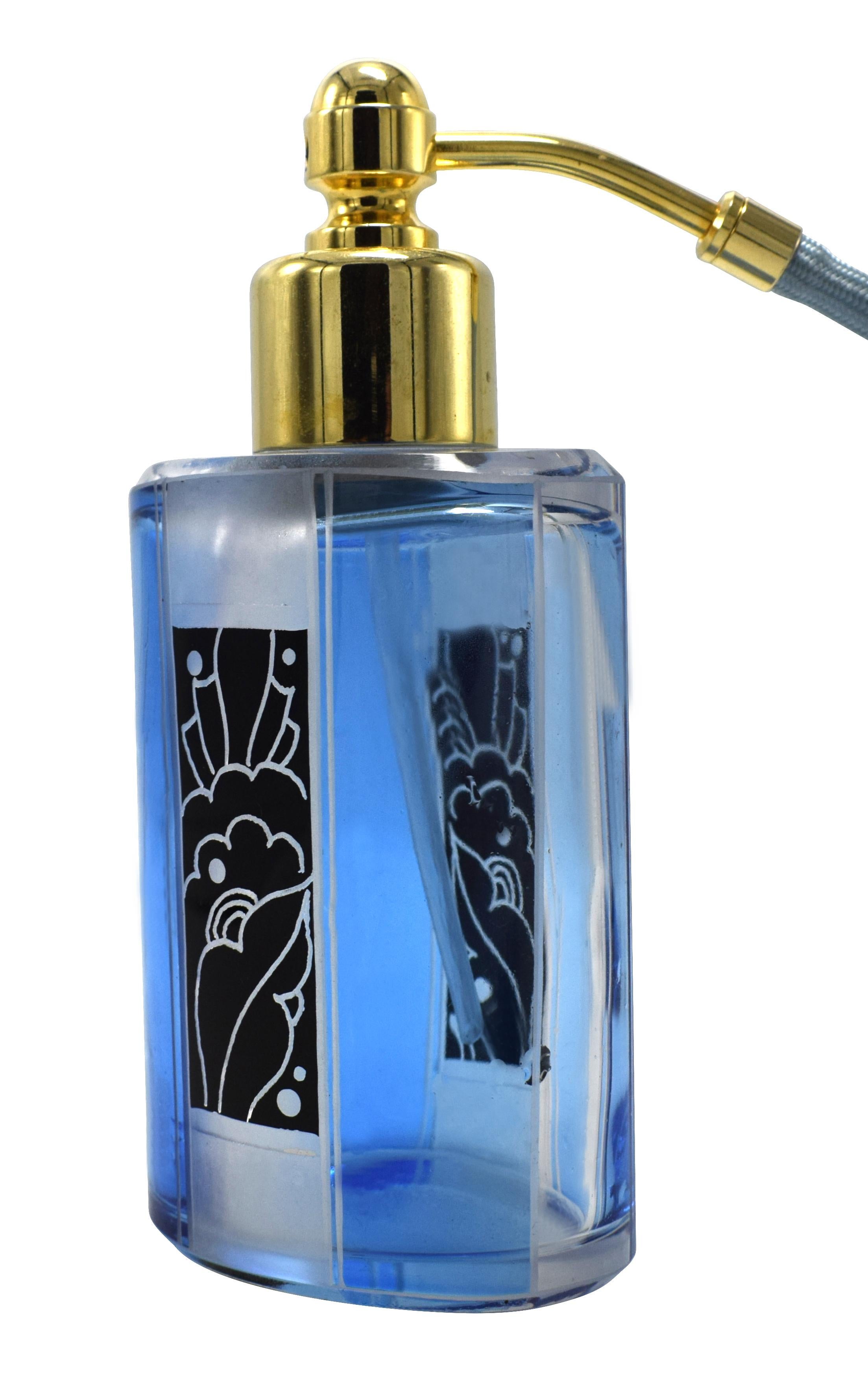 Glass Art Deco Perfume Atomizer Bottle by Karl Palda