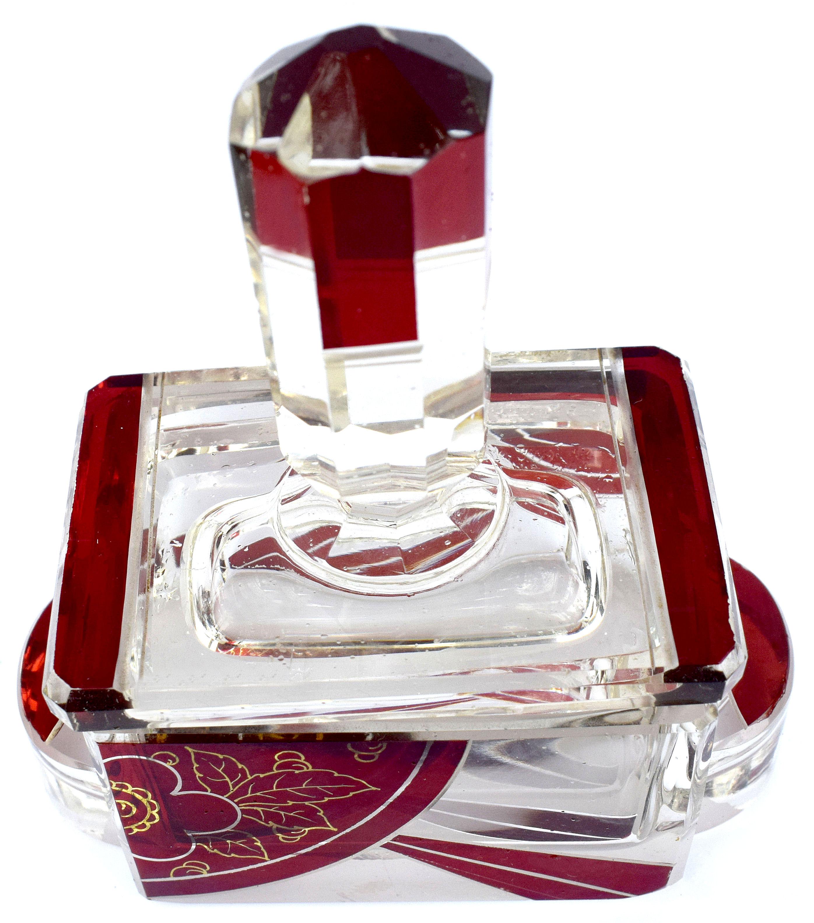 Czech Art Deco Perfume Atomizer and Trinket Box by Karl Palda, circa 1930