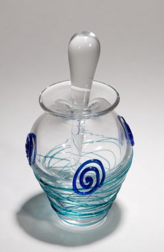 Art Deco Perfume Bottle, American Studio Art Glass, Glows in UV light