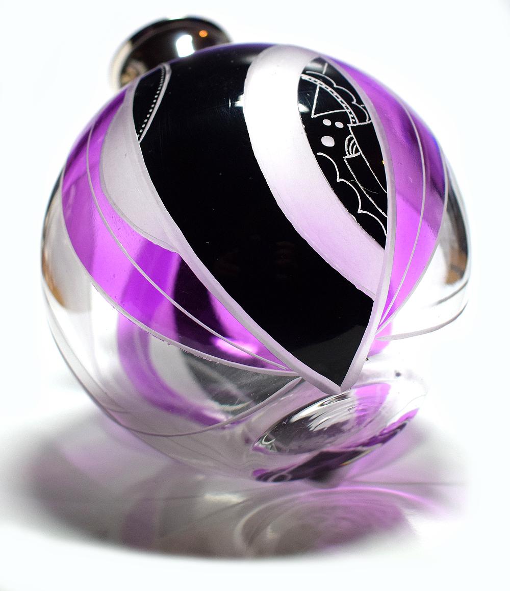 Glass Art Deco Perfume Bottle by Karl Palda