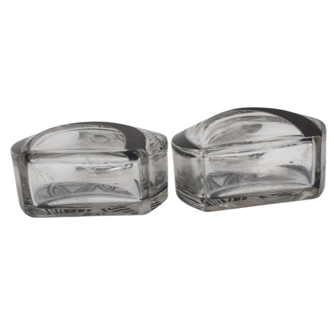 Glass Art Deco perfume bottles in cut crystal, decorated with 