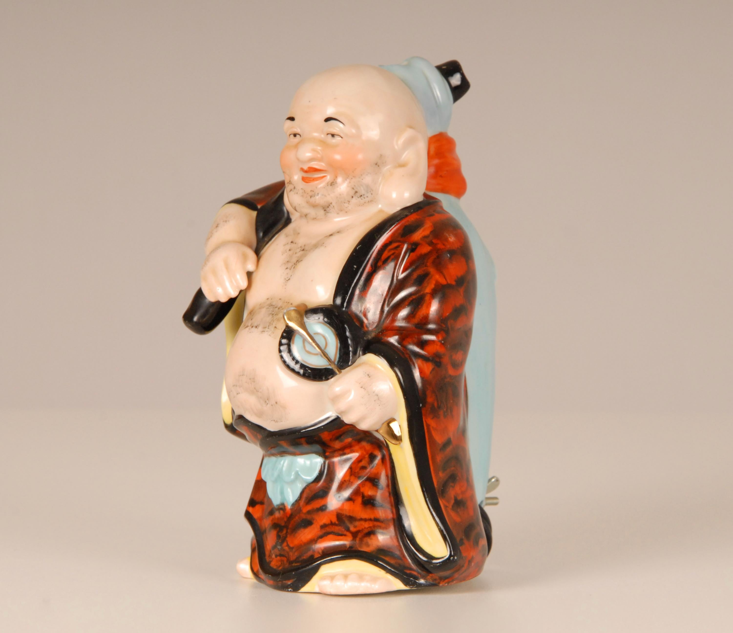 Art Deco Perfume Lamp Chinoiserie Happy Buddha German Ceramic Hotei Figure  In Good Condition For Sale In Wommelgem, VAN