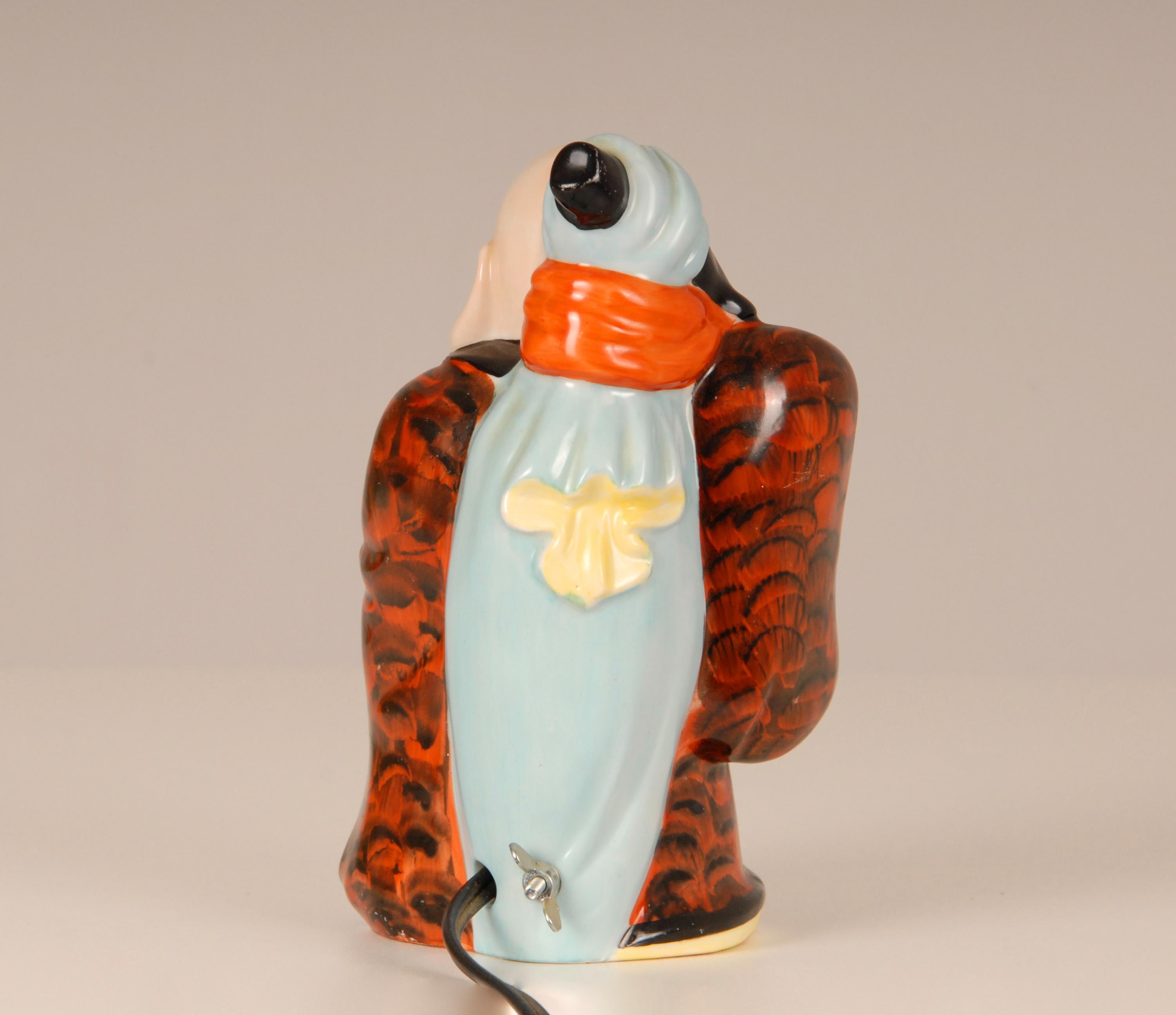 Lampe flacon de parfum Art Déco Chinoiserie Bouddha en céramique allemande Figure Hotei  Bon état - En vente à Wommelgem, VAN