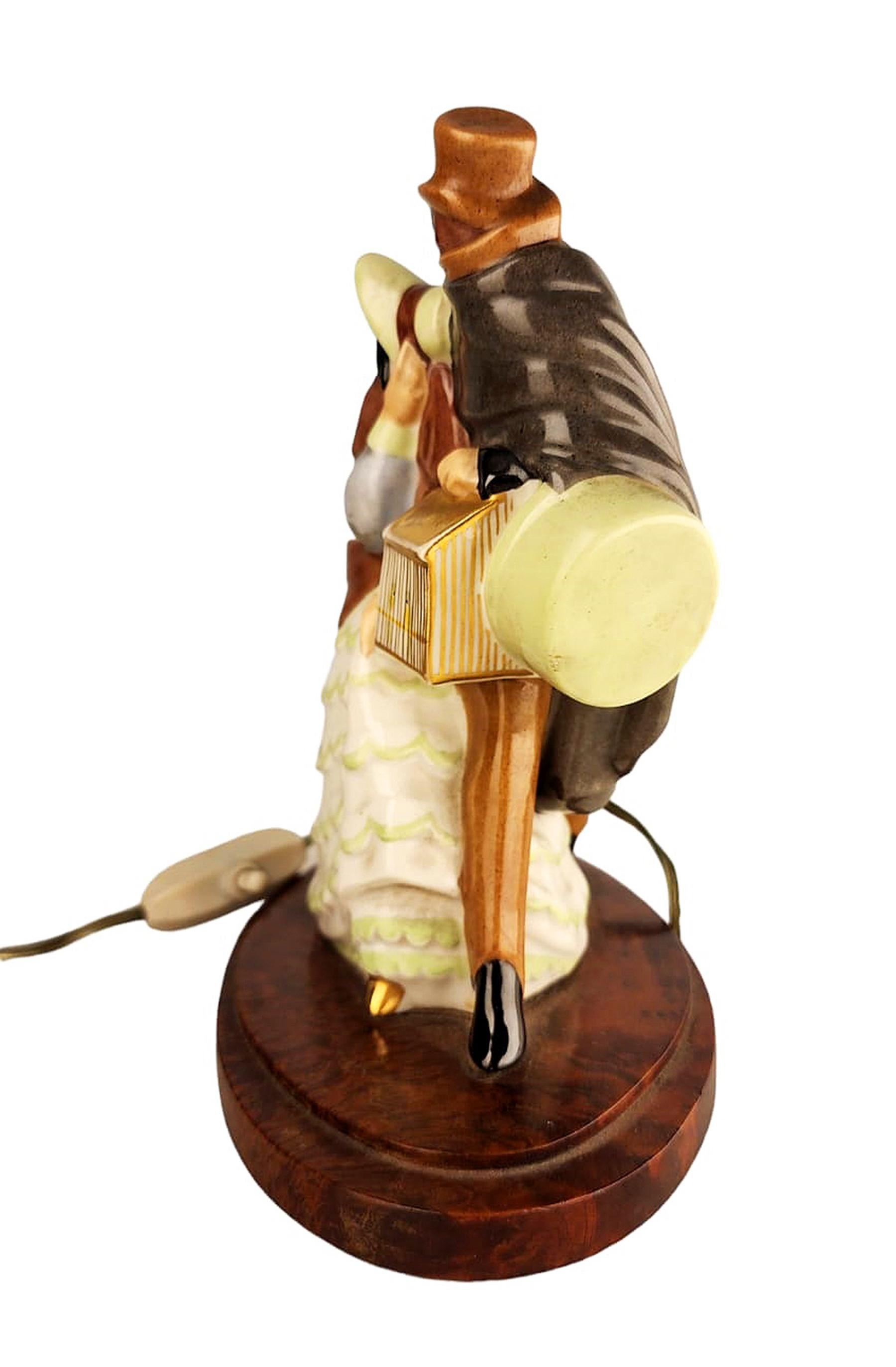 Art Deco Art Déco Perfume Lamp of Dressed Up Lady and Masked Man with Cloak by Argilor For Sale