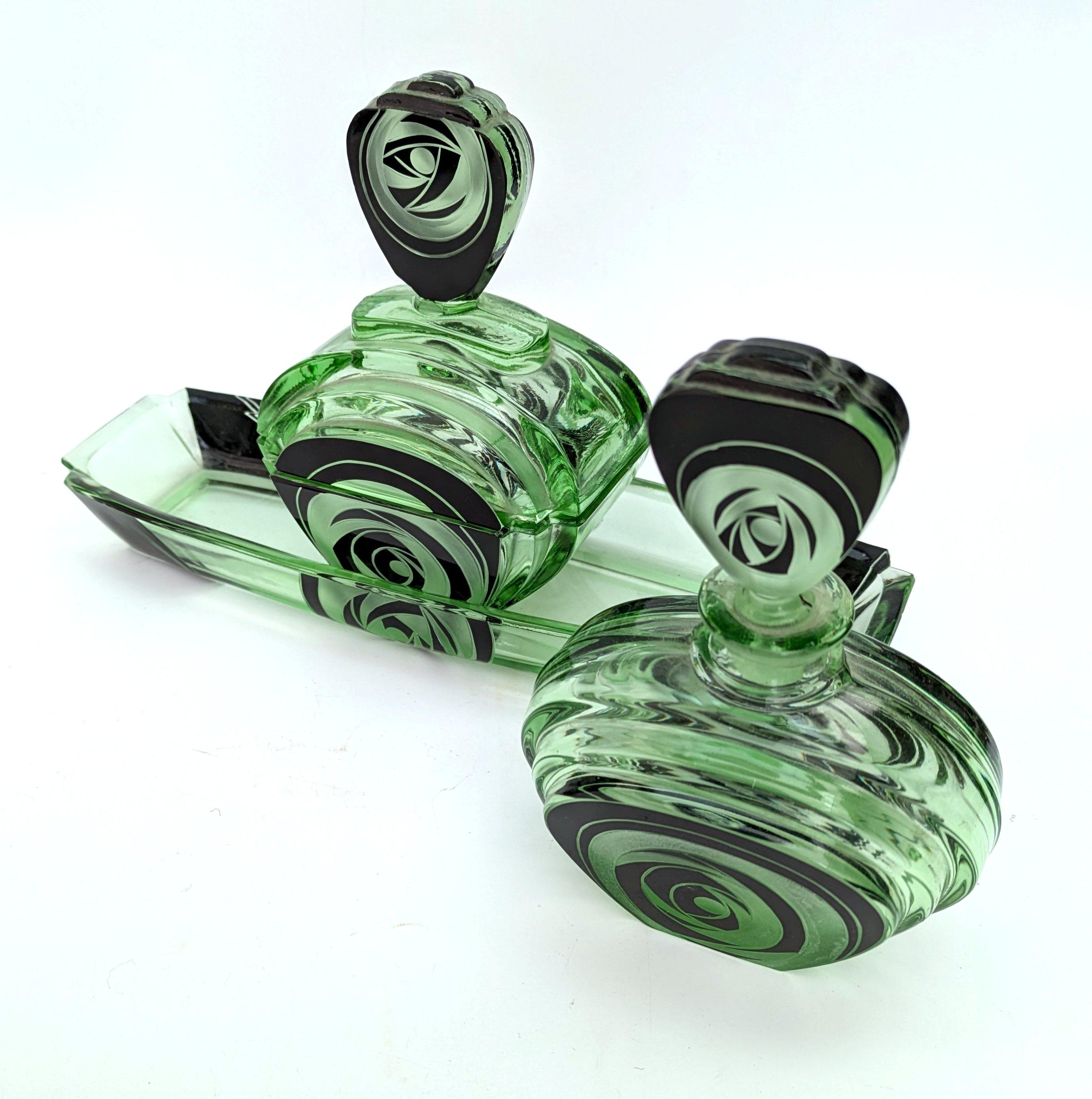 Czech Art Deco Perfumery Streamline Dressing Set , 1930's For Sale