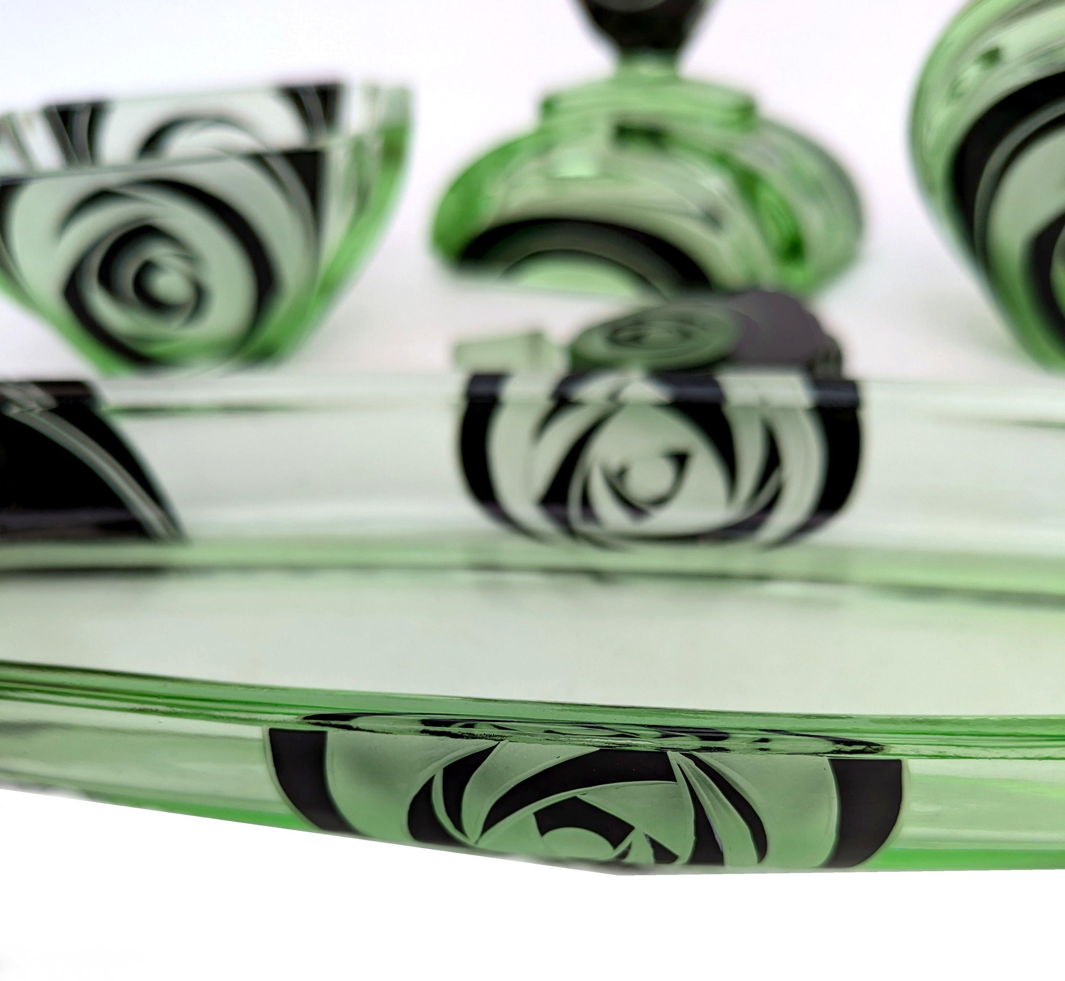 20th Century Art Deco Perfumery Streamline Dressing Set , 1930's For Sale