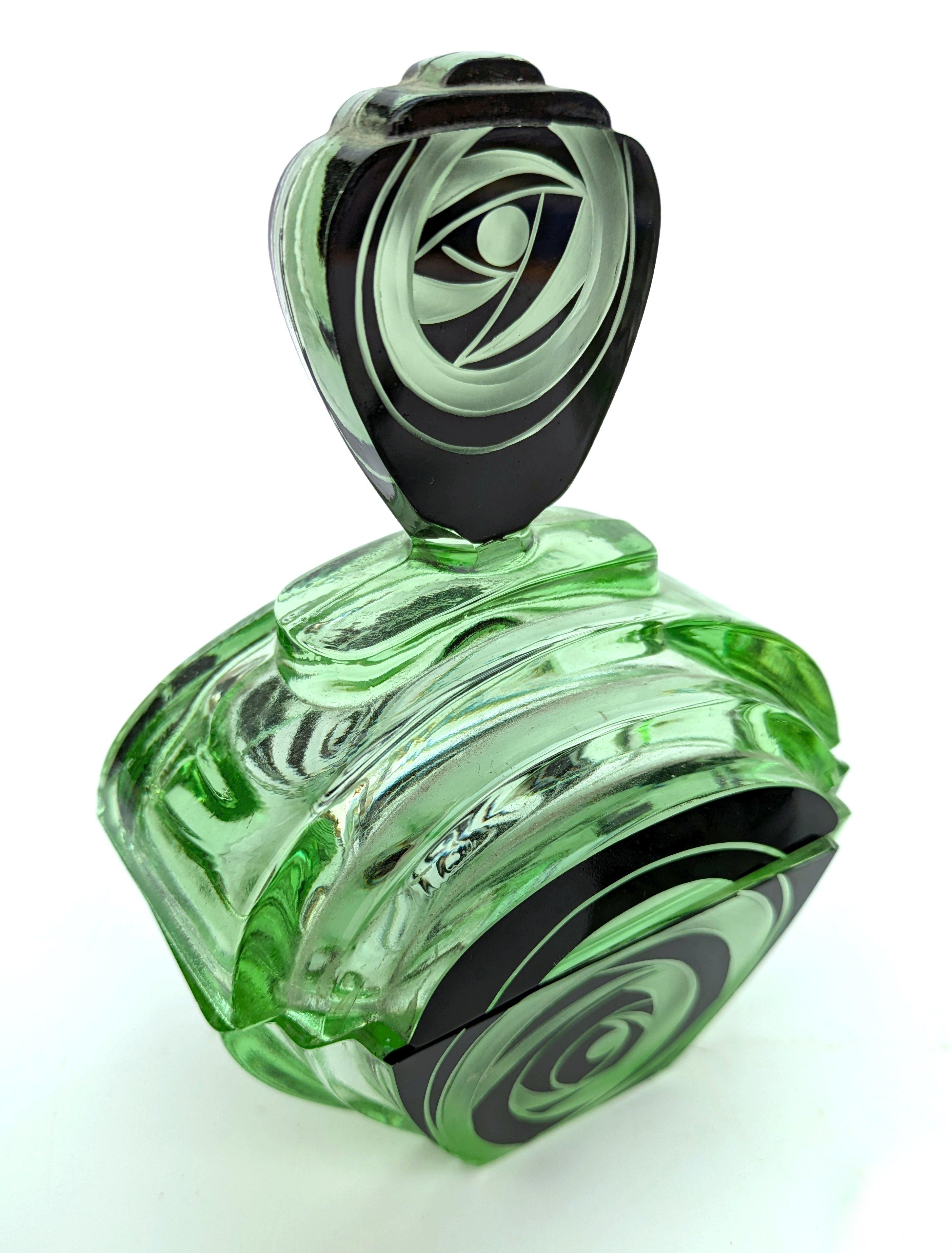 Cut Glass Art Deco Perfumery Streamline Dressing Set , 1930's For Sale