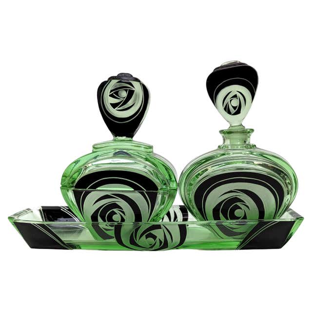 Art Deco Perfume Bottles by Karl Palda, 1920s Cut Glass Design For Sale ...