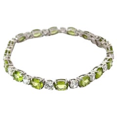 Verlobungsgeschenk für Mutter, Art déco, Peridot-Tennisarmband 925, Sterlingsilber