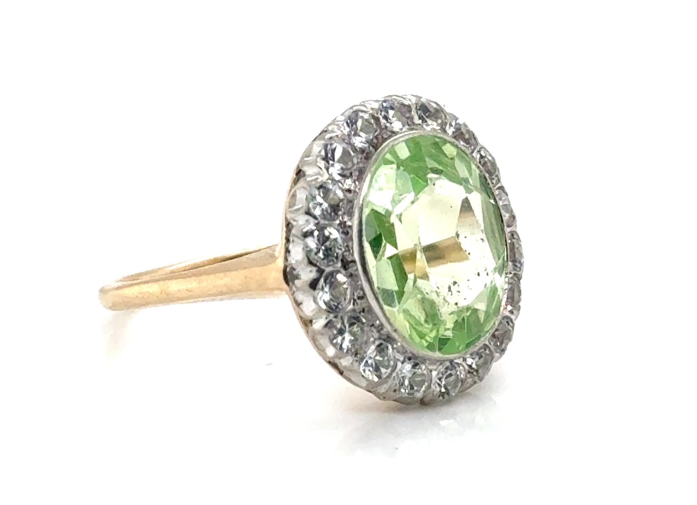 Genuine Original Antique from the 1930-1940 Art Deco Peridot White Sapphire Cocktail Halo Ring Gold


Featuring a BIG 12 x 10mm Peridot Gemstone Center

Surrounded by a Halo of Old Cut White Sapphires

Peridot is the August Birthstone

100% Natural