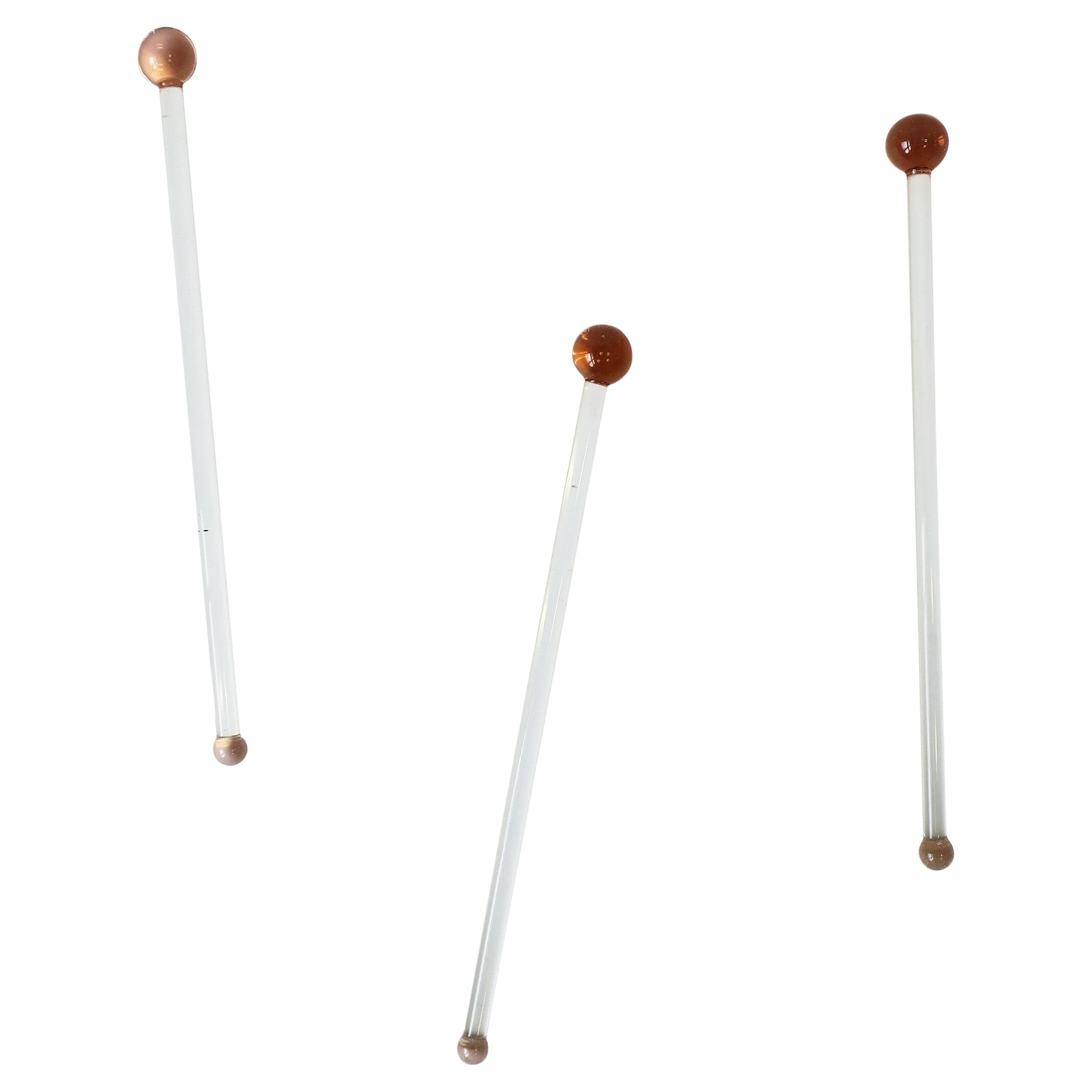 Art Deco Period Art Glass Cocktail Stirrers, Set of 3