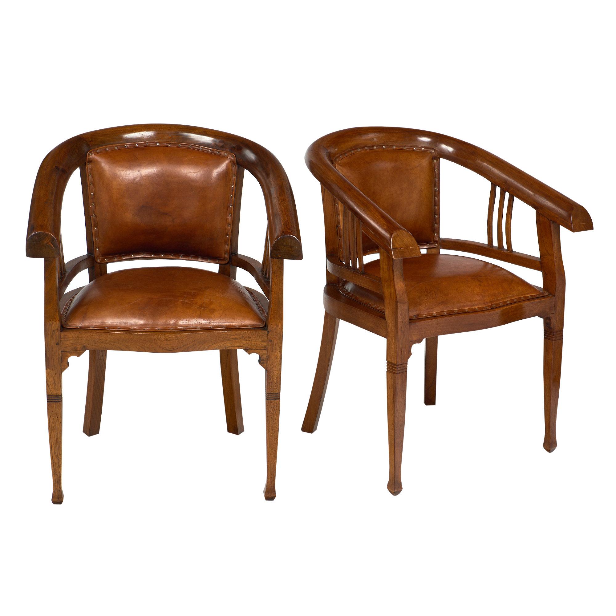 Art Deco Period Austrian Leather Armchairs at 1stDibs