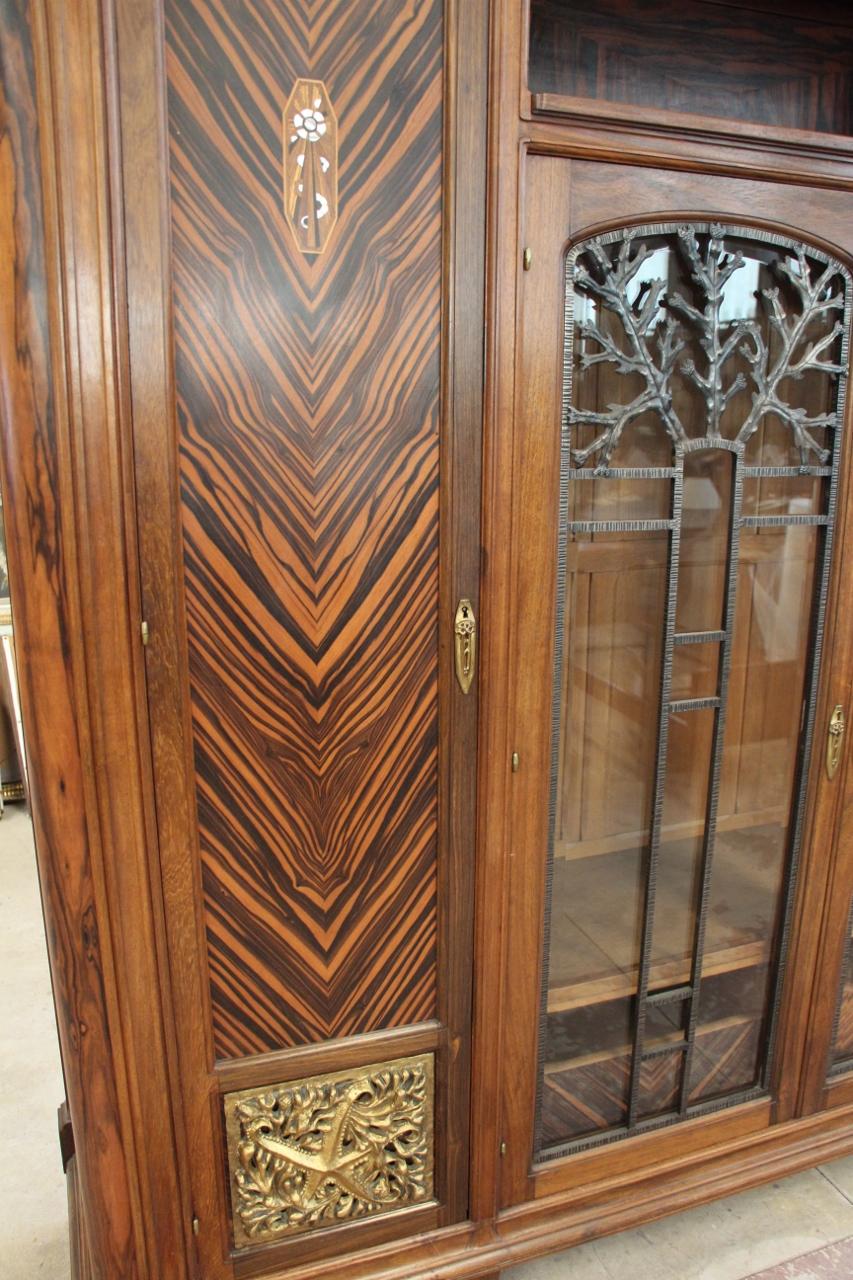 Wood Art Deco Period Bookcase Signed By Jules Cayette Nancy For Sale