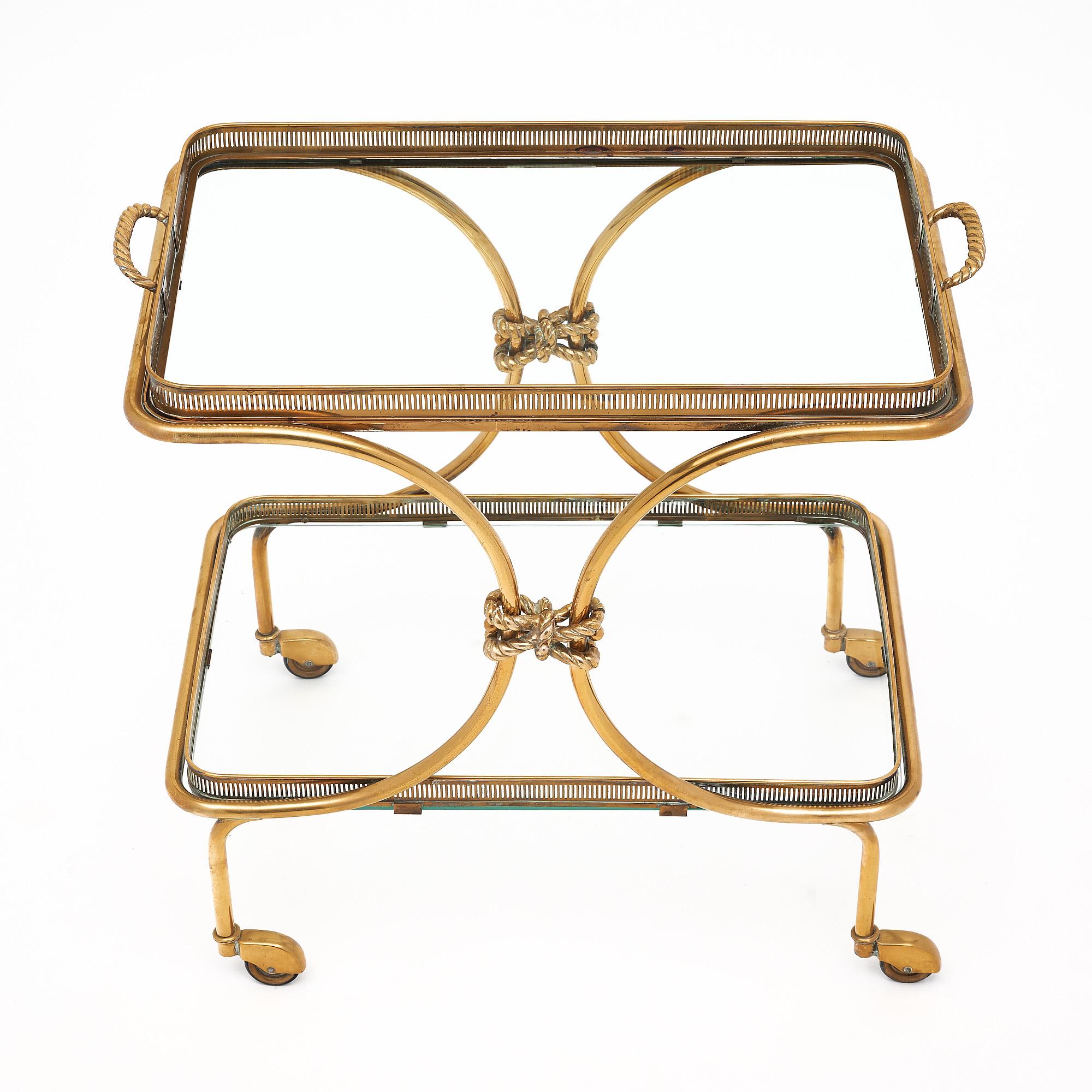 Mid-20th Century Art Deco Period Brass Bar Cart